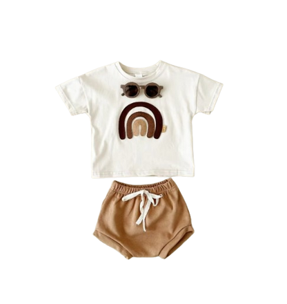 The Callum - Baby Unisex Rainbow Patchwork T-shirt + Beach Shorts