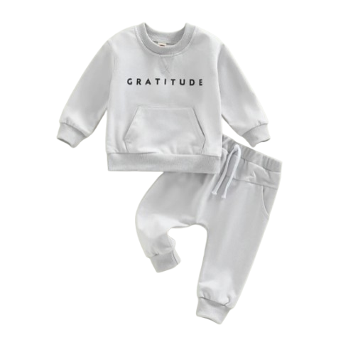 The Calvin - Baby Boy Gratitude Letter Print Sweatshirt + Pants