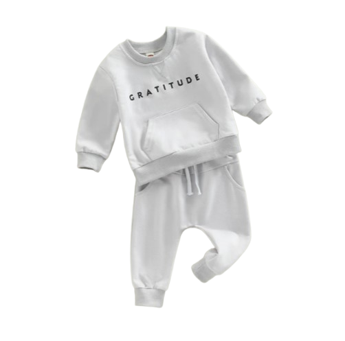 The Calvin - Baby Boy Gratitude Letter Print Sweatshirt + Pants