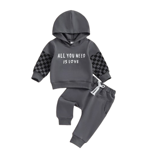 The Carlos - Baby Boy All You Need Is Love Print Sweatshirt + Pants