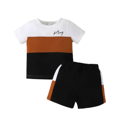 The Carson - Baby Boy KING Stripe Short Sleeve T-Shirt and Shorts