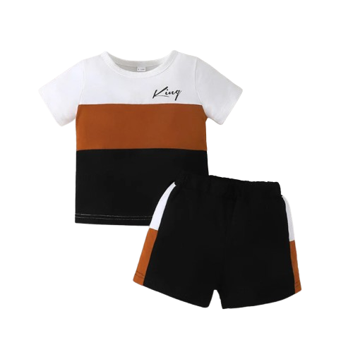 The Carson - Baby Boy KING Stripe Short Sleeve T-Shirt and Shorts