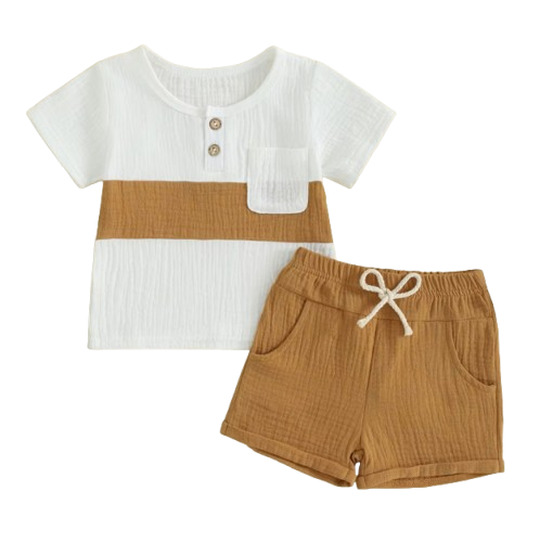 The Cassian - Baby Boy Short Sleeve Contrast Color Tops Shorts Kids Loose Outwear