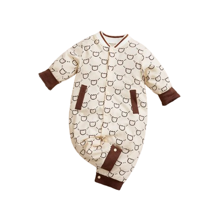 The Chase - Baby Unisex Brown Bear Print Jumpsuit