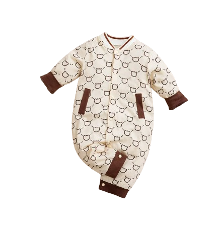 The Chase - Baby Unisex Brown Bear Print Jumpsuit