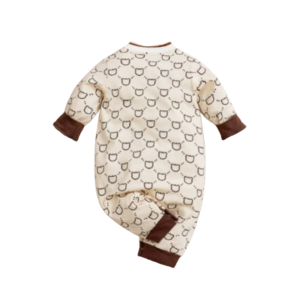 The Chase - Baby Unisex Brown Bear Print Jumpsuit