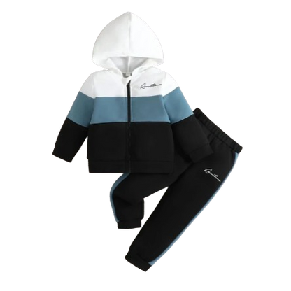 The Colter - Baby Boy Colour Block Hooded Sweatshirt + Trouser