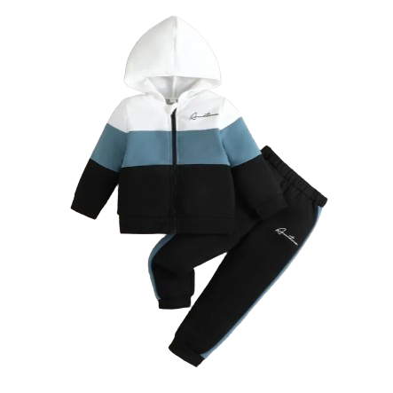 The Colter - Baby Boy Colour Block Hooded Sweatshirt + Trouser