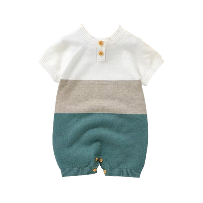 The Dean - Baby Boy Short Sleeves Knitted Contrast Colour Jumpsuit