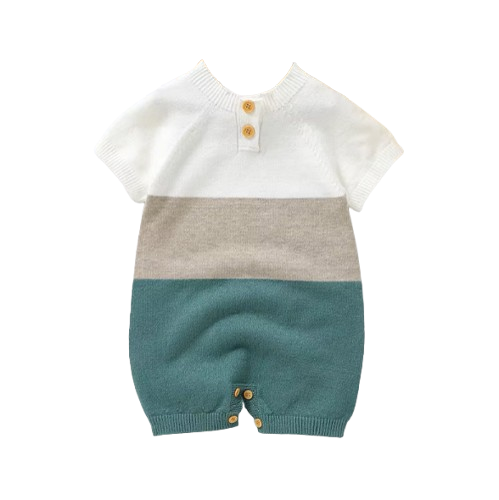 The Dean - Baby Boy Short Sleeves Knitted Contrast Colour Jumpsuit