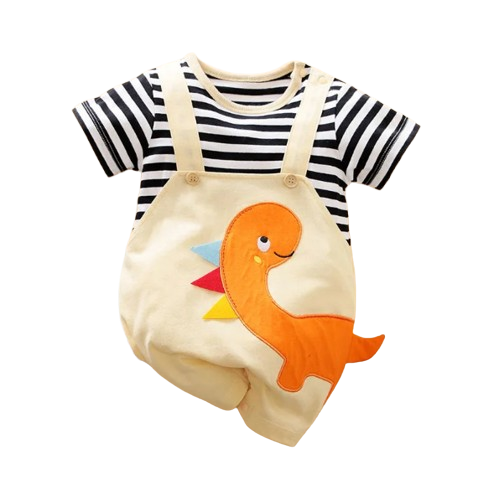 The Dominic - Baby Unisex Dinosaur Embroidery 3D Design Strap Splice Bodysuit