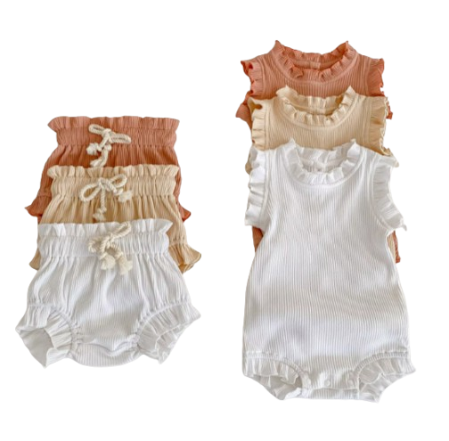 The Elena - Baby Girl Solid Colour Top PP Shorts Set