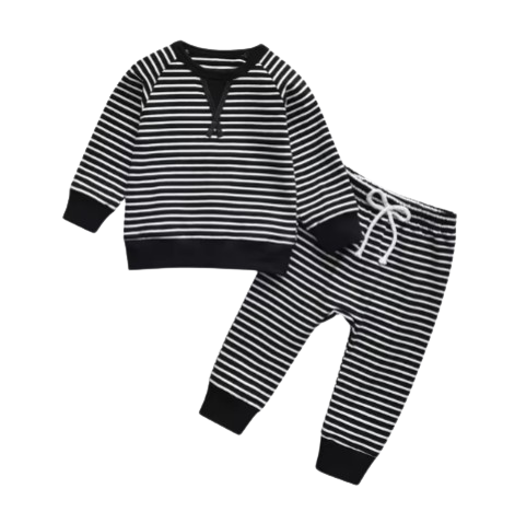 The Elio - Baby Boy Striped Pullover Top and Pants