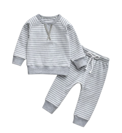 The Elio - Baby Boy Striped Pullover Top and Pants