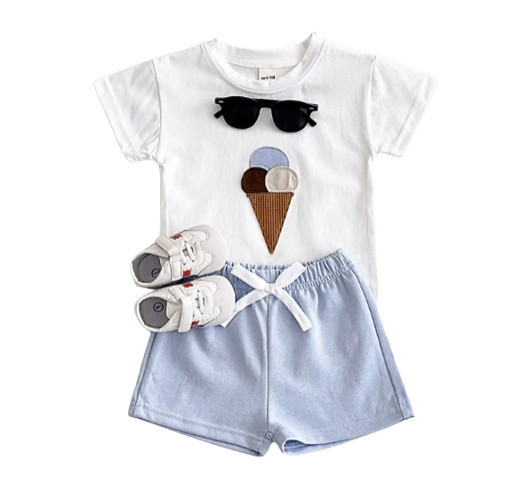 The Emmanuel - Baby Boy Ice Cream Print T-Shirt + Shorts