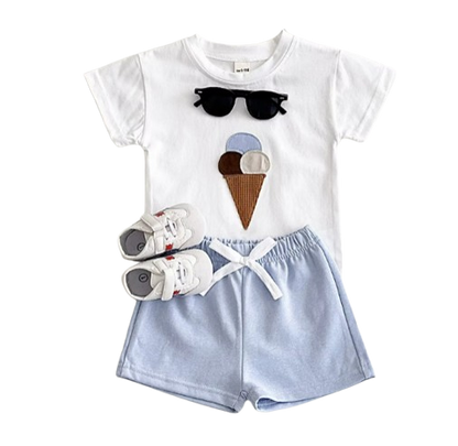 The Emmanuel - Baby Boy Ice Cream Print T-Shirt + Shorts