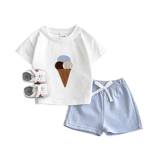 The Emmanuel - Baby Boy Ice Cream Print T-Shirt + Shorts