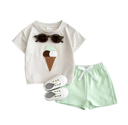 The Emmanuel - Baby Boy Ice Cream Print T-Shirt + Shorts