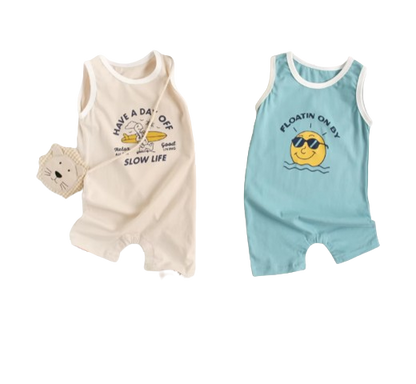 The Everett - Baby Boy Cartoon Print Short Sleeve Outfit