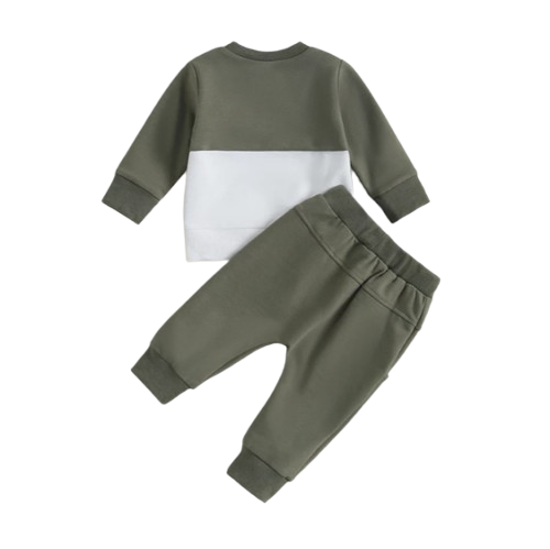 The Felix - 2pcs Baby Boy Long Sleeve Contrast Colour Pullover Tops + Pants