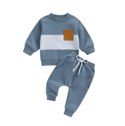 The Felix - 2pcs Baby Boy Long Sleeve Contrast Colour Pullover Tops + Pants