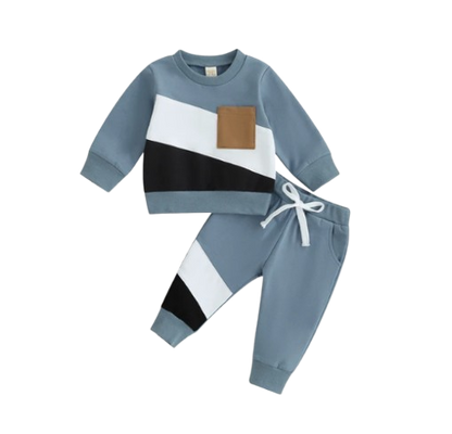 The Felix - 2pcs Baby Boy Long Sleeve Contrast Colour Pullover Tops + Pants