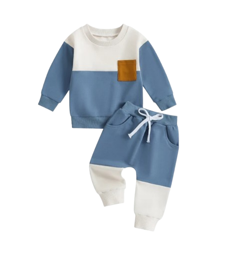 The Gael - Baby Toddler Boy Contrast Color Sweatshirt + Pants 2Pcs Spring Autumn Outfit