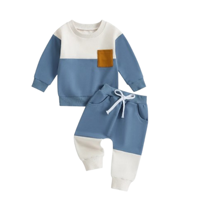 The Gael - Baby Toddler Boy Contrast Color Sweatshirt + Pants 2Pcs Spring Autumn Outfit