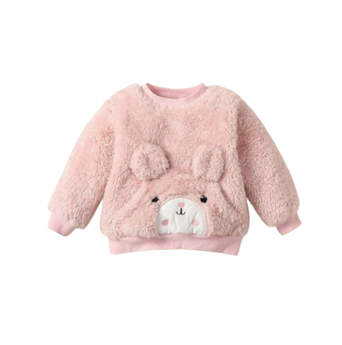 The Gia - Baby Girl Pink Bear O-Neck Long Sleeve Tops + Pants