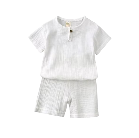 The Graham - Baby Unisex Plain Linen Cotton  Top T-Shirt + Shorts