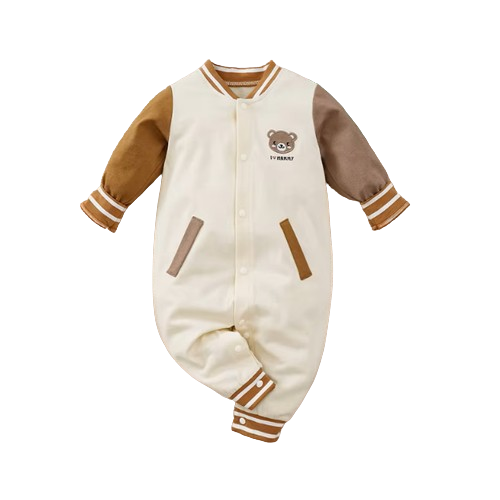 The Hadley - Baby Unisex Teddy Bear Embroidered Toddler Baseball Suit