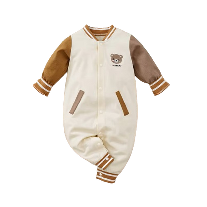 The Hadley - Baby Unisex Teddy Bear Embroidered Toddler Baseball Suit