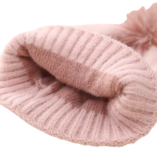 The Halo - Baby Fur Pompom Heart Printed Hat