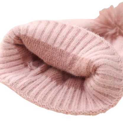 The Halo - Baby Fur Pompom Heart Printed Hat