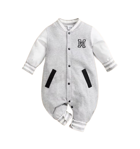 The Ian - Baby Boy Baseball Boston Cotton Long Sleeve Footies Bodysuit