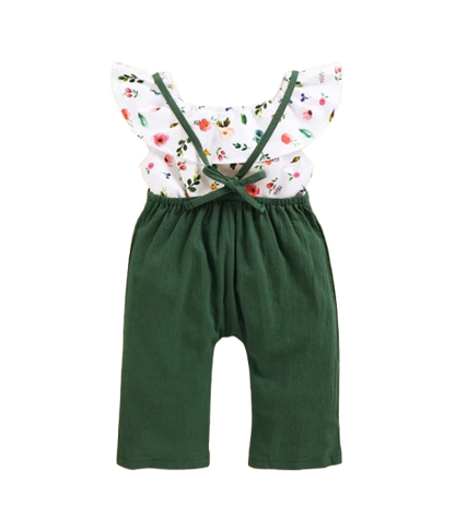 The Isla - Baby Girl Lotus Leaf Short Top + Suspender Pant