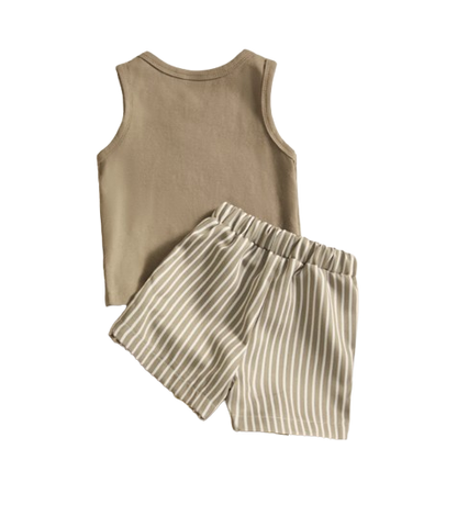 The Ivan - Baby Boy Sleeveless Letter Print Tops + Shorts