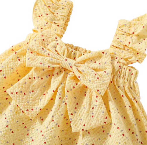 The Jade - Baby Girl Halter Bow Small Flying Sleeve Love Polka Dot Printed Pleated Shorts