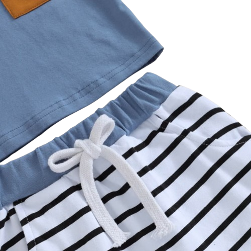 The Jahmir - Baby Boy Short Sleeve Crew Neck Pocket T-shirt with Striped Shorts