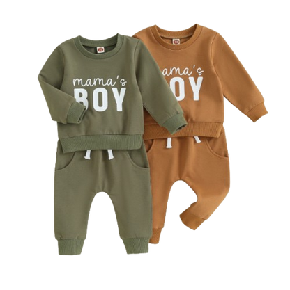 The Jason - Baby Boy Mama's Boy Letter Print Tops + Pants