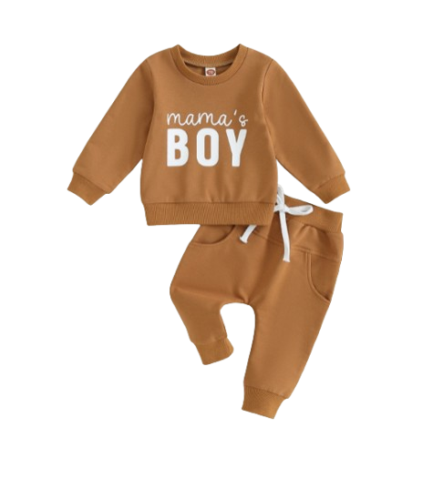 The Jason - Baby Boy Mama's Boy Letter Print Tops + Pants