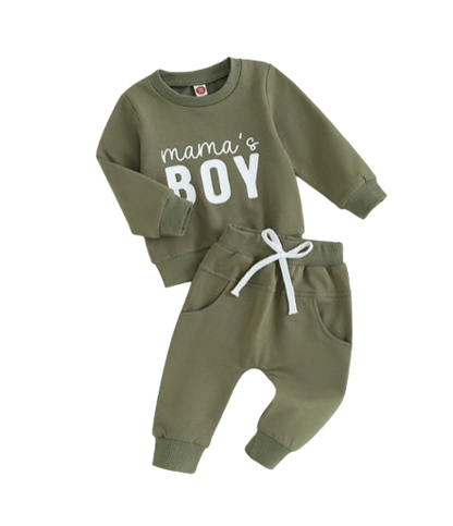 The Jason - Baby Boy Mama's Boy Letter Print Tops + Pants