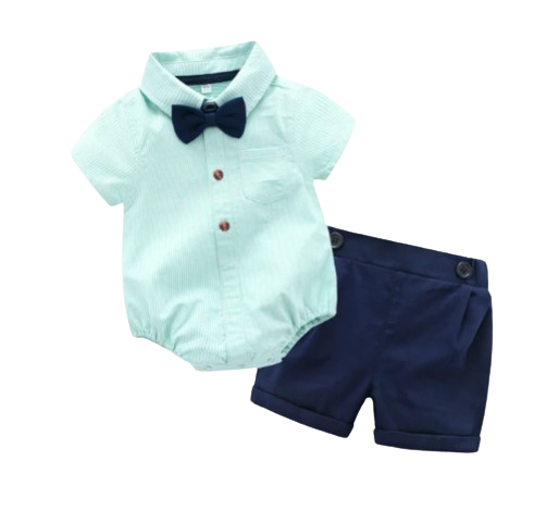 The Jaxon - Baby Boy Gentlemen Cotton Romper Top + Short