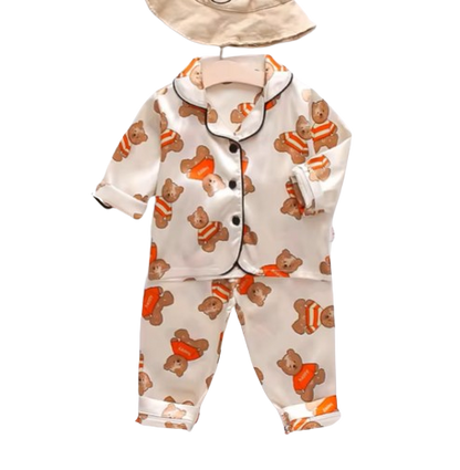 The Jodie - Baby Unisex Cute Print Pajamas Set - Beige Bear Print