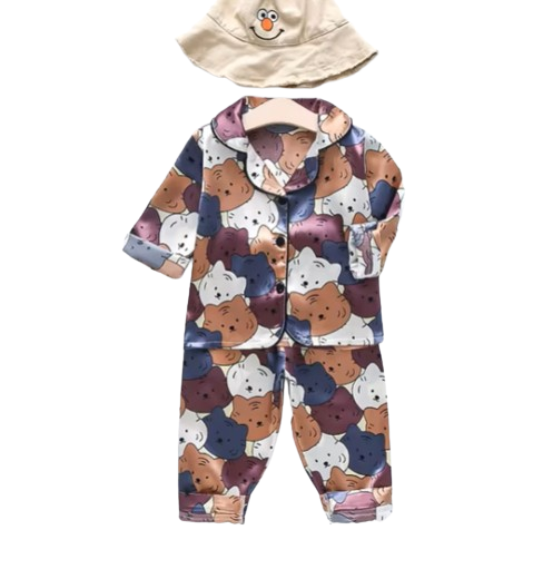 The Jodie - Baby Unisex Cute Print Pajamas Set - Cat Faces Print