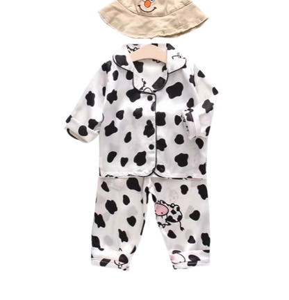 The Jodie - Baby Unisex Cute Print Pajamas Set - Cow Spot Print
