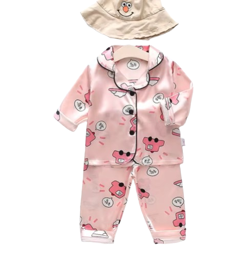 The Jodie - Baby Unisex Cute Print Pajamas Set - Pink Cars Print