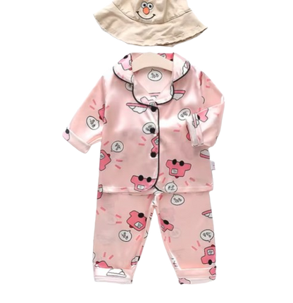 The Jodie - Baby Unisex Cute Print Pajamas Set - Pink Cars Print