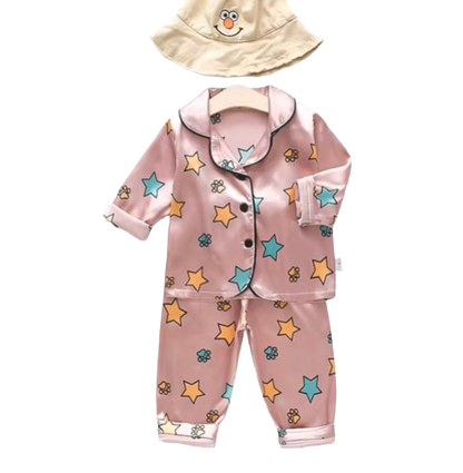 The Jodie - Baby Unisex Cute Print Pajamas Set - Pink Stars Print