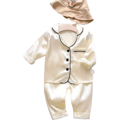 The Jodie - Baby Unisex Cute Print Pajamas Set - Plain Beige